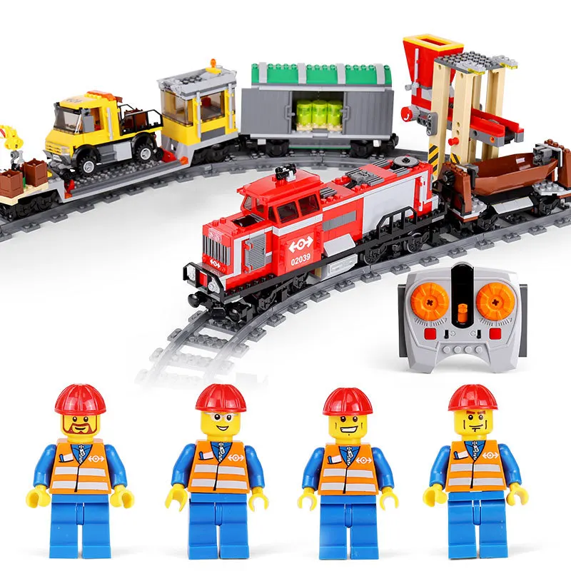 

DHL LEPIN 02039 City Series Red Cargo Train Set Remote Control Building Blocks Bricks Children Toys Compatible legoing 3677