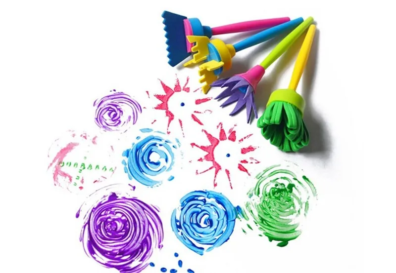 4 шт./компл. игрушки для рисования забавные креативные игрушки для детей цветочным принтом в стиле «сделай сам губка для граффити товары для рукоделия Кисти Уплотнения инструментов для рисования