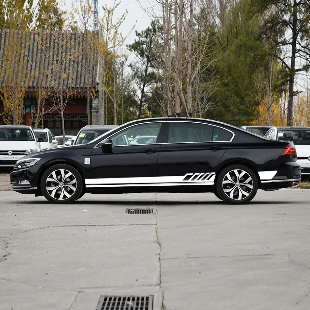 Для VW T-Roc R T-Cross Jetta Passat Golf Polo GTI Atlas Arteon Автомобильная наклейка s Боковая дверь Светоотражающая наклейка индивидуальная декоративная - Название цвета: White