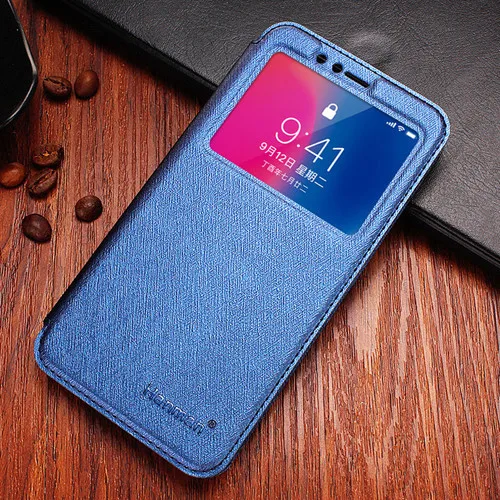 Флип-чехол Магнитный Открытый Вид из окна искусственная кожа Чехол для iPhone XS Max Чехол Мягкий ТПУ с подставкой держатель чехол для iPhone XR - Цвет: Blue