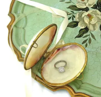 

Seashell Clam Ring Holder with White Ribbon, Unique Ring Bearer Seashell Box, Beach Wedding Ring Pillow, Ring Bearer Pillow