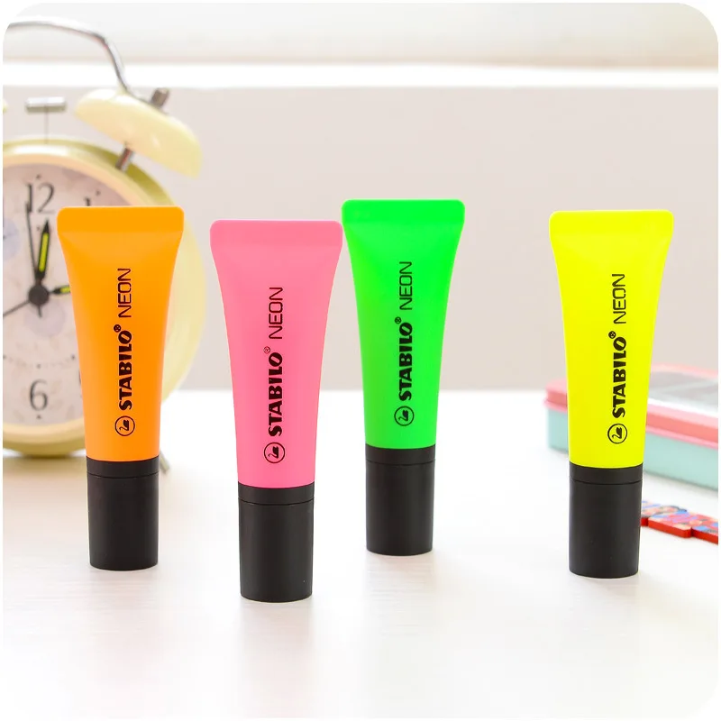 

4 pcs/Lot Neon color marker Lipstick highlighter pen for paper file Stationery Office faxt planner School supplies EB826