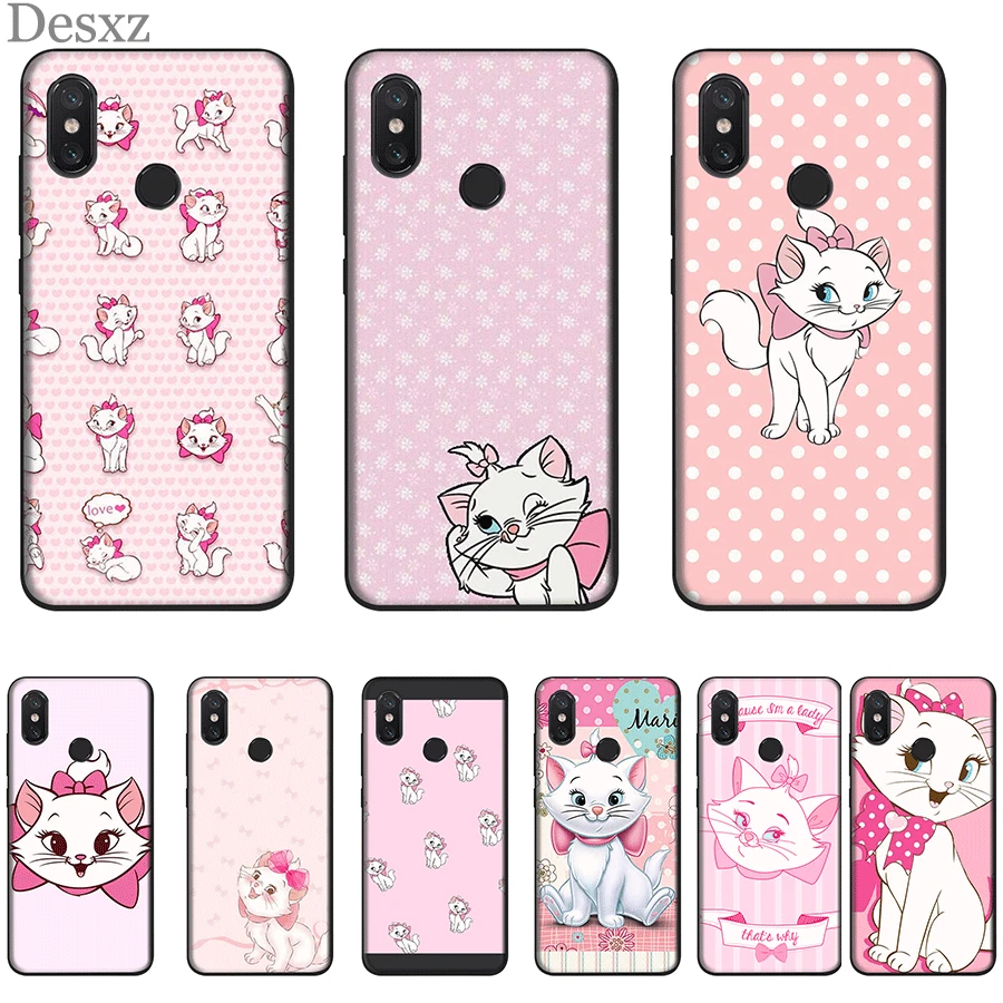 

Desxz Cell Phone Case Silicone For Xiaomi Redmi Note 4 4X 5 6 7 Pro 5A Prime Cover Pink Marie Cat Bag Shell