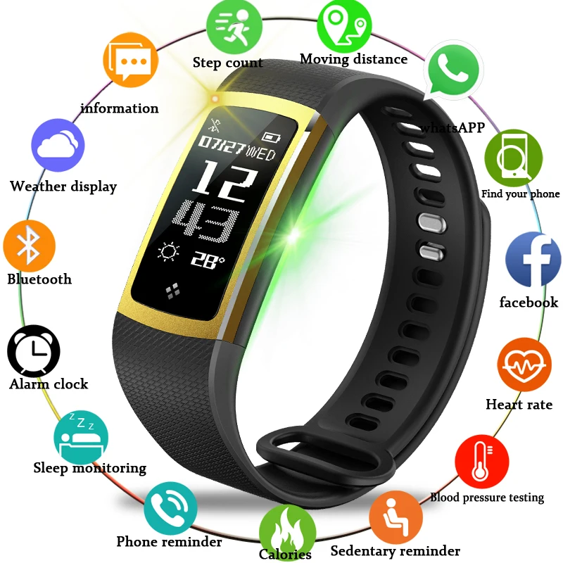 

Bluetooth Smart Bracelet Heart Rate Monitor Blood Pressure Oxygen WristBand Watch Men Women Waterproof Sport Fitness Tracker