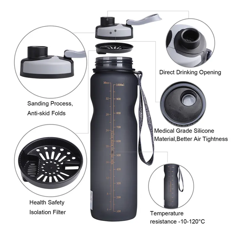 WEST BIKING BPA FREE Cycling Water Bottle 1000ML Leak-Proof Bicycle Kettle Ciclismo Anti-skid Portable Outdoor Sport Bike Bottle
