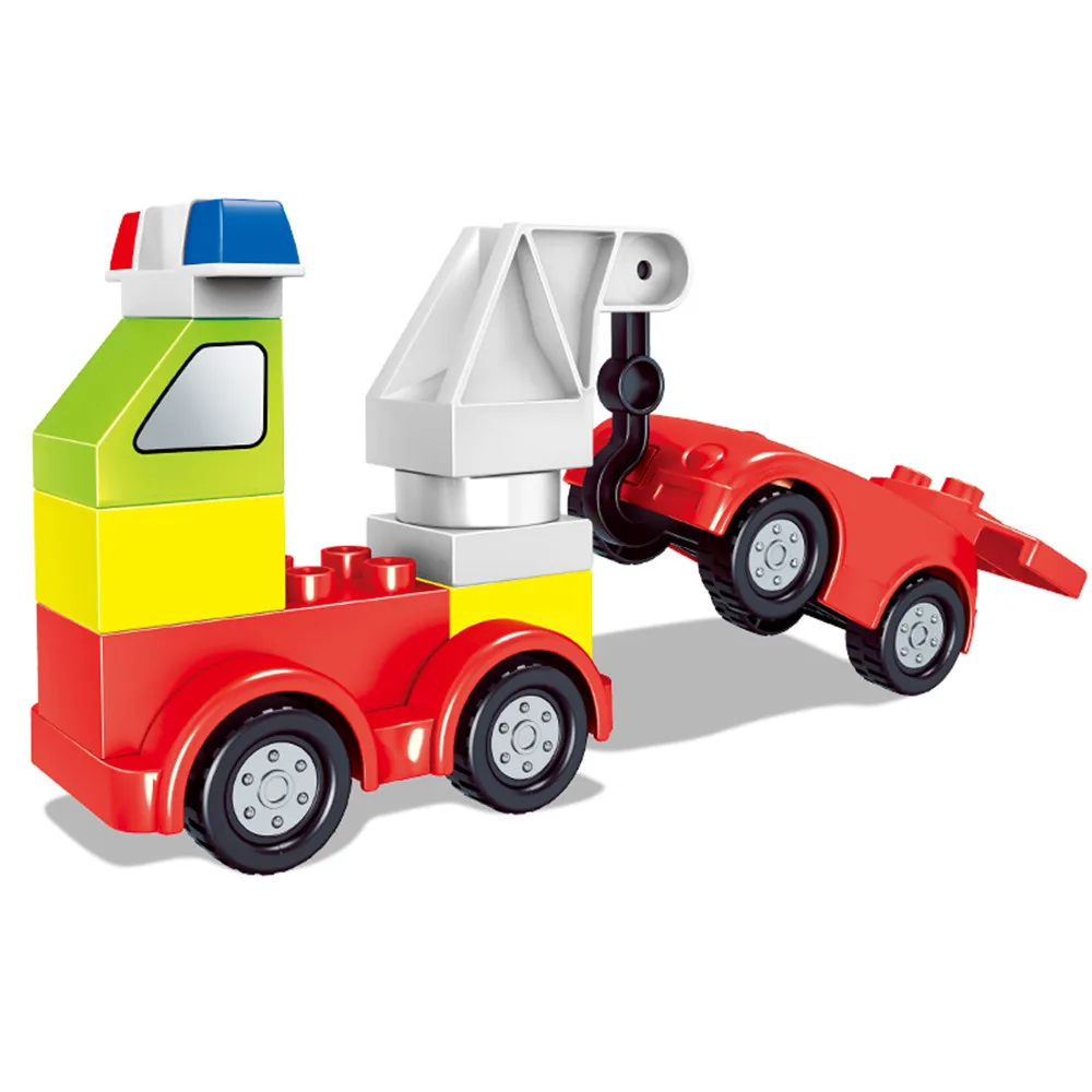 Tumama 125pcs Trucks Cars Model Blocks Figures Parts Compatible Legoed Duploe Educational Diy Bricks Toys For Children Big Size
