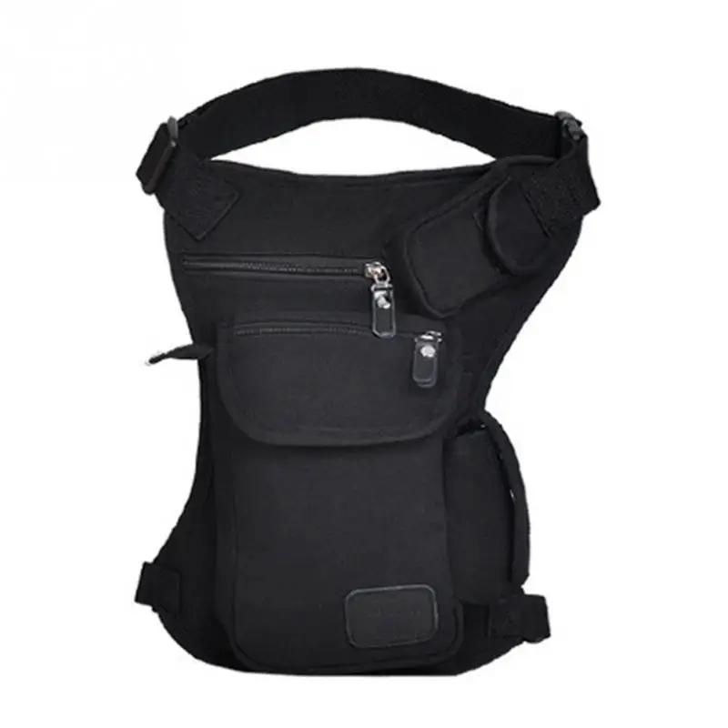 Мужская парусиновая сумка с заниженной талией, поясная сумка с ремнем, военная дорожная многофункциональная сумка-мессенджер на плечо - Цвет: Черный