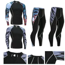 Мужская компрессионная одежда комплект термобелья мужские зимние спортивные костюмы базовый слой с длинными рукавами футболка колготки Рашгард мужской