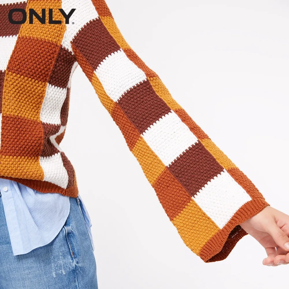 Skup Tylko damski luźny krój sznurowane mankiety sprawdź Splice koszula z dzianiny | 118313560