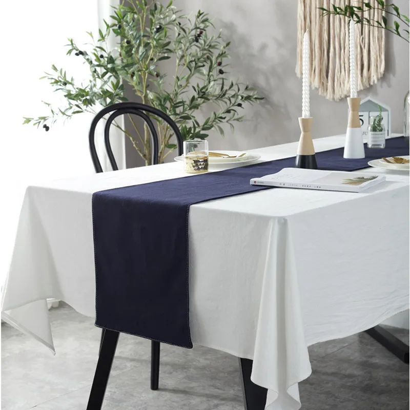 

CFen A's Nordic Simple Style Cotton Tablecloth Solid White Quality Table Cover Tea Table Cloth Kitchen Dining Place Mats 1pc