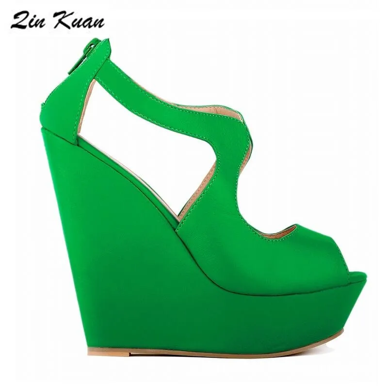 

Ladies Fashion Open Toe Platform Leather Summer Pumps New Style Women Plus Size 34-42 Daliy Party High Heel Shoes QKP0255B