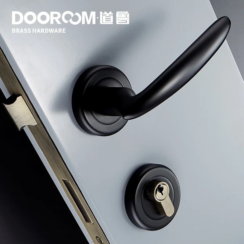  Dooroom Brass Mute Door Lever American European Modern Black Gold Interior Room Bedroom Bathroom So - 4000015394604