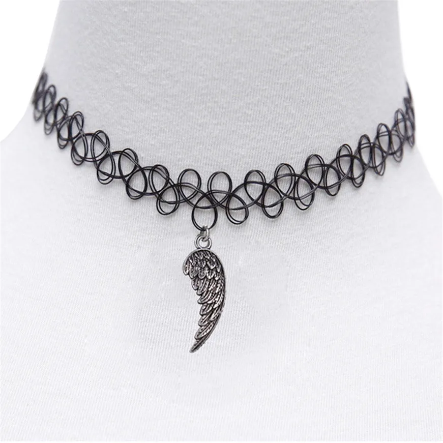 2017 Tattoo Wing Choker Necklace Stretch Double Layer Henna Vintage Torque | Красота и здоровье