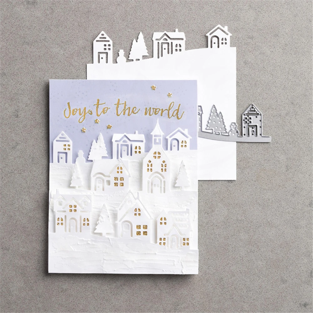 

Hemere Small village Metal Cutting Dies Stencil for DIY Scrapbooking Photo Album Embossing Paper Decorative Craft Dies 200*82mm