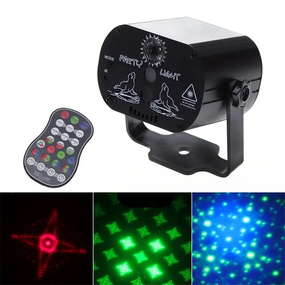 

USB Charging Sound Activated Disco Ball Party Lights 6W RG Laser Stage Lights For Christmas KTV Xmas Wedding Show Remote control