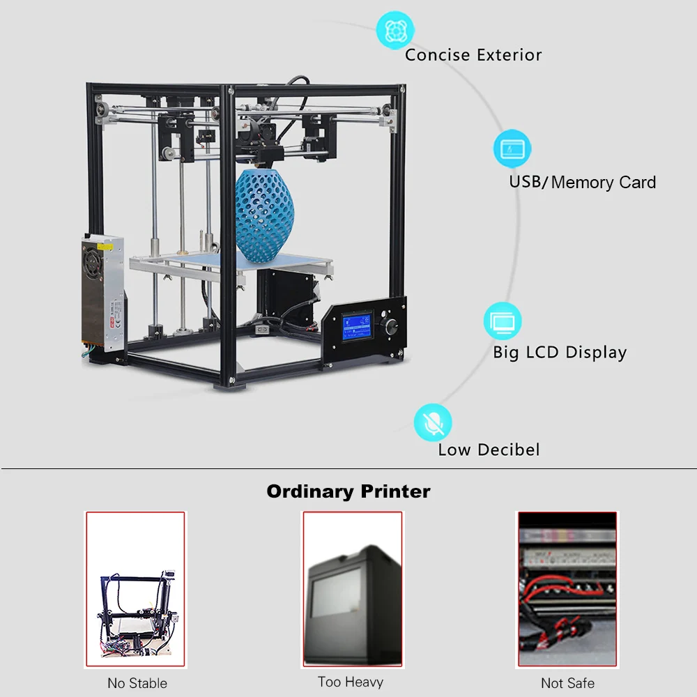 Tronxy X5 DIY 3d принтер наборы Большой размер печати 210*210*280 мм LCD12864 экран Высокоточный металлический каркас