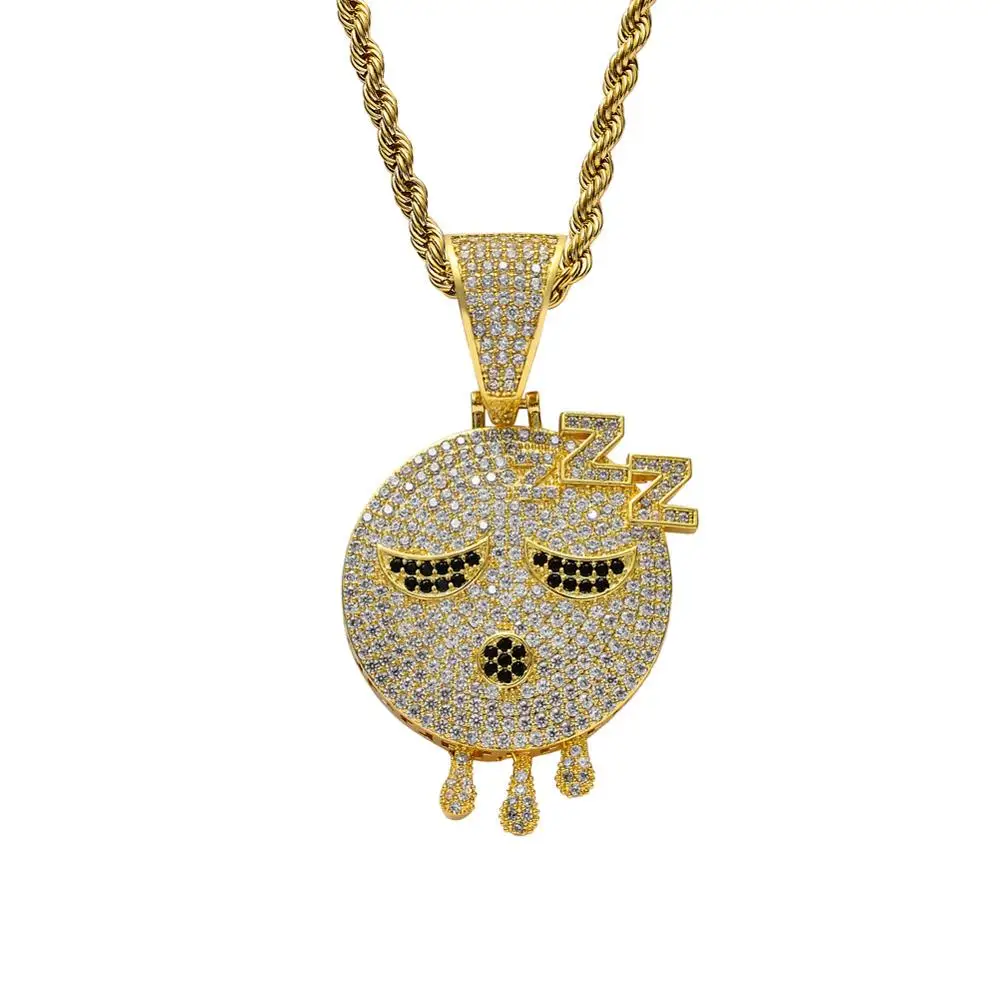 

Hip Hop Micro Paved AAA Cubic Zirconia Bling Ice Out Cute Cartoon Doze Pendants Necklaces for Men Women Rapper Jewelry