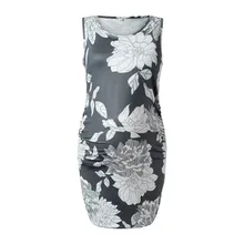 Pregnancy Dress Women’s Sleeveless Floral Print Slim fit Dress Maternity Dress Photography Summer Fashion Plus Size Dress S-3XL