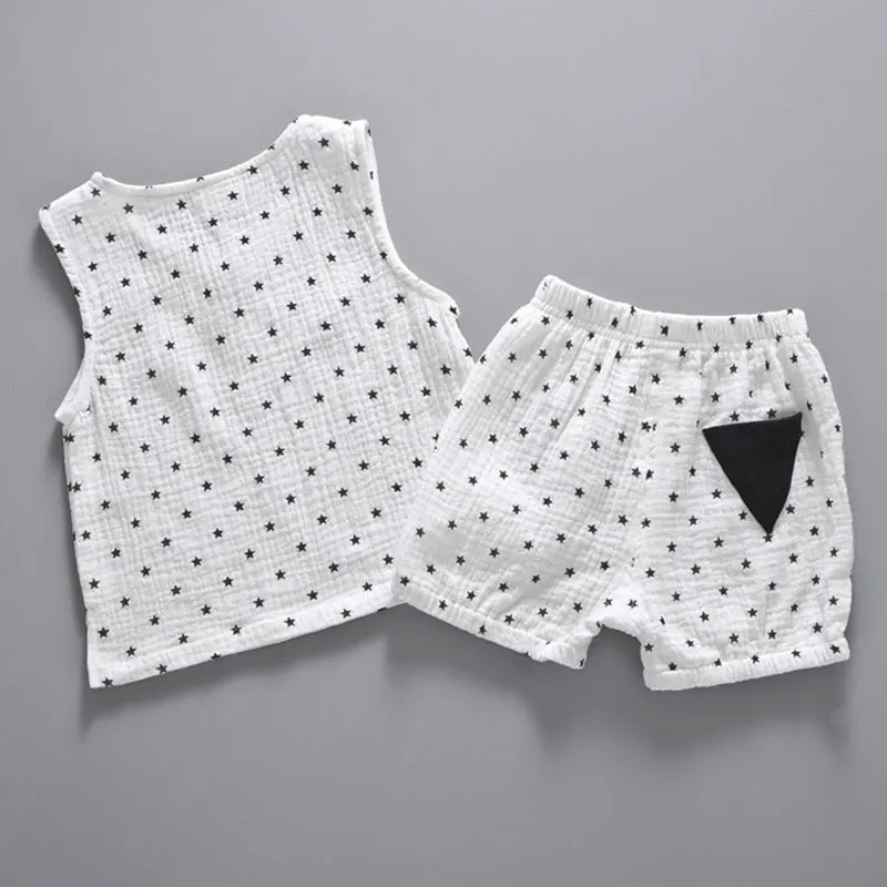 Cotton Linen Boys Girls Suit Summer Sleeveless Vest Shorts 2pcs Suit Children Set 2019 Clothing Kids Sets Bebe Toddler 0-5T