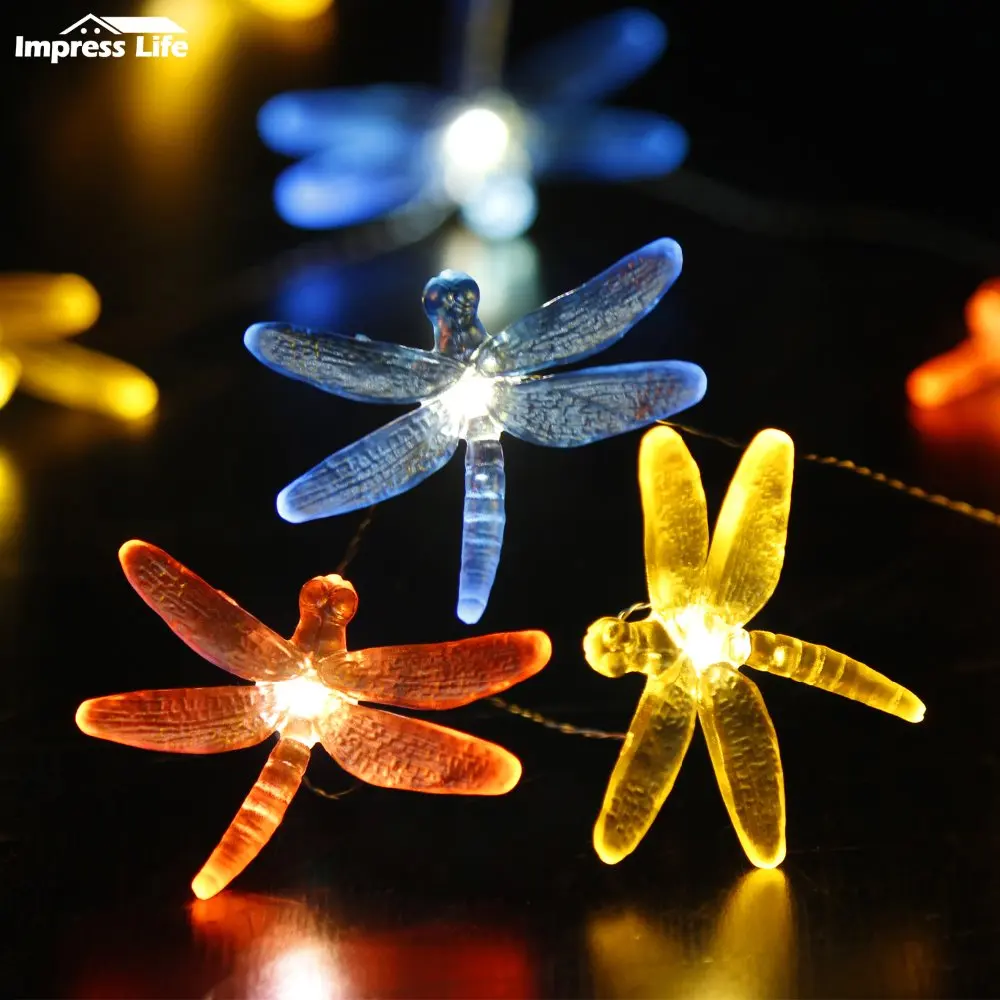 Dragonfly String Lights 10ft 30 LEDs Dimmer Remote Control for Spring