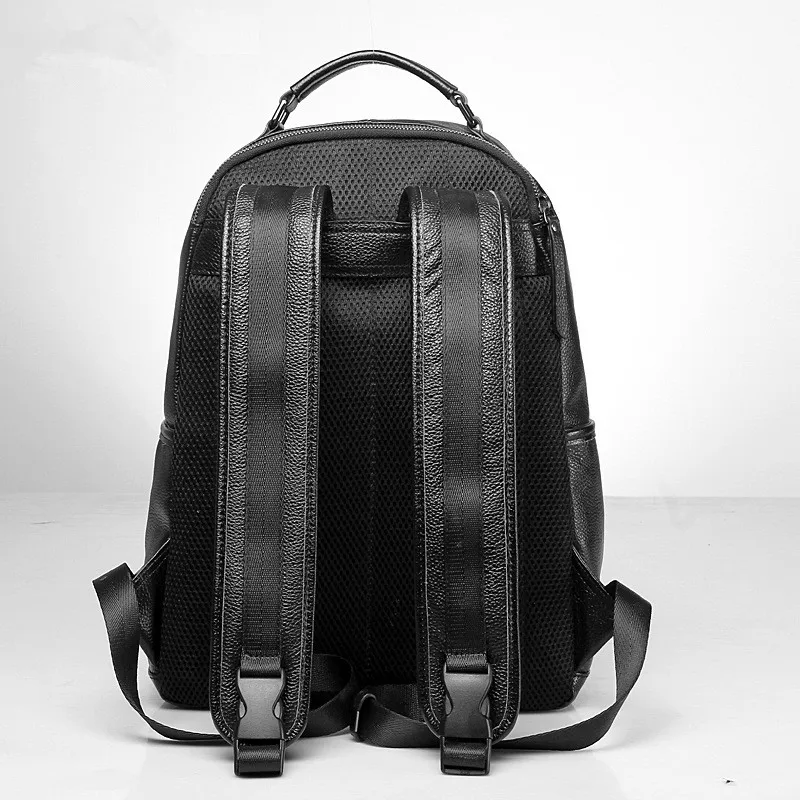 15 Natürliche Fashion Echtes Freizeit Schule Rucksack Black Student