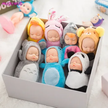 

12cm Sleeping Baby Doll Keychain Rings for Women Bag Accessories Ring Toy