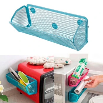 

Home Kitchen Organizer Magnetic Refrigerator Iron Storage Rack Removable Family Sundries Organizador De Gaveta Hanging Basket