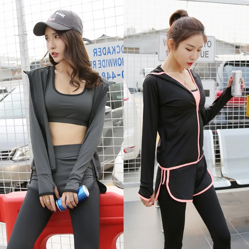 4PCS/set Summer Yoga Fitness Suit Female High Waist Slim Sports Suit Women Outdoor Quick Drying Sportswear Running Clothes 4PCS/set Summer Yoga Fitness Suit Female High Waist Slim Sports Suit Women Outdoor Quick Drying Sportswear Running Clothes