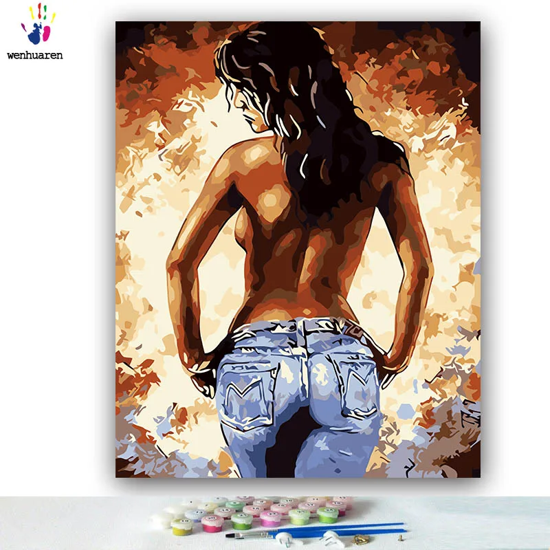 

DIY colorings pictures by numbers with colors Realistic beauty sexy back picture drawing painting by numbers framed Home