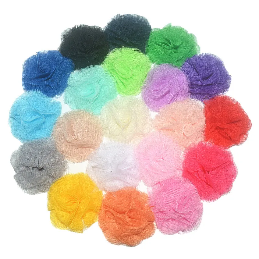 

Mini Order 10pcs/Lot 6M Neon Color handmade Lace Chiffon Jewelry Flower Flatback Ornament Accessories Floral Patch Sticker
