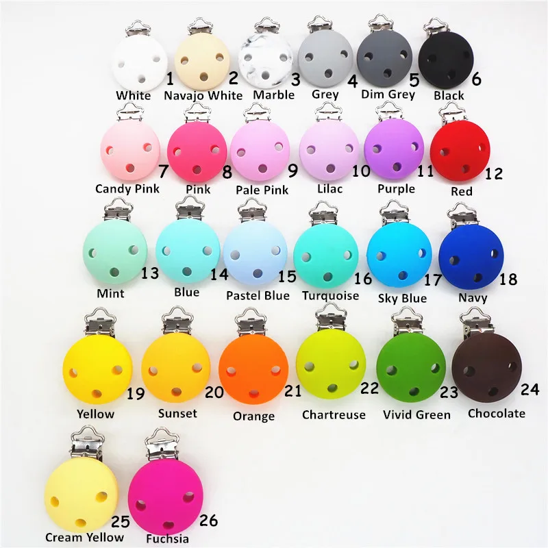 

Chengkai 250pcs Silicone Round Teether Clips DIY Baby Pacifier Dummy Soother Teething Nursing Craft Jewelry Sensory Toy Clips