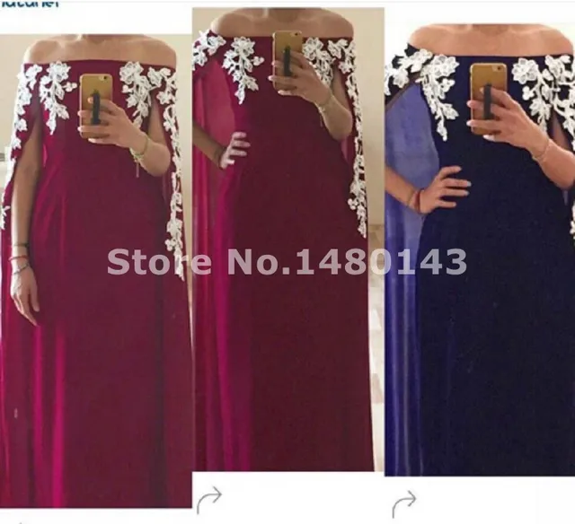 Vestido new Long Elegant Chiffon Evening Dresses With Cape Floor Length