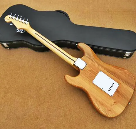 High quality FDST-1004 original wood color solid Ash wood body white pickguard maple fretboard electric guitar, Free shipping