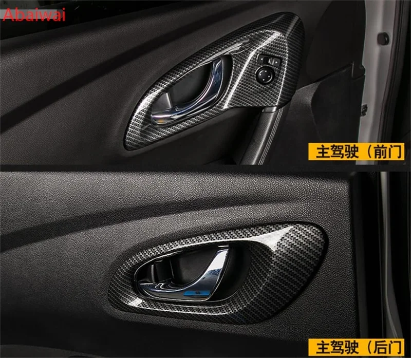 Carbon-Fiber-Style-For-Renault-Kadjar-2016-2017-ABS-Inner-Door-Handle-Bowl-Frame-Cover-Trim_