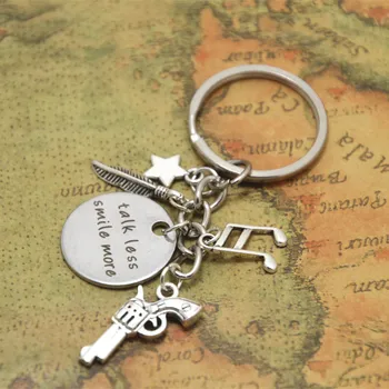 

12pcs Talk Less Smile More Aaron Burr Alexander the Musical Lyrics Charm keyring keychain silver tone