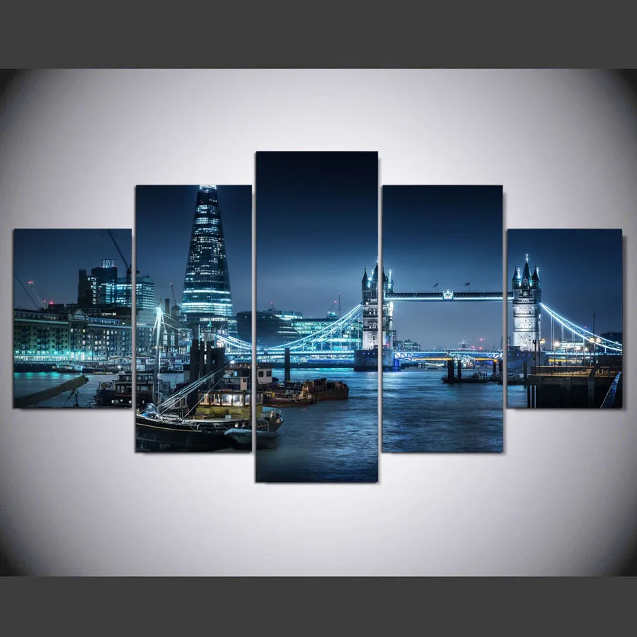 5 Stuks London City City Rivier Shard Moderne Thuis Muur