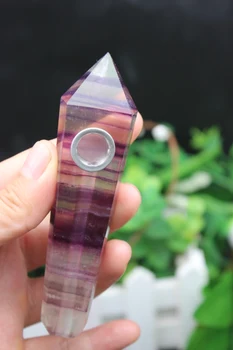 

107 grams of natural quartz crystal purple fluorite smoking pipe to heal A9