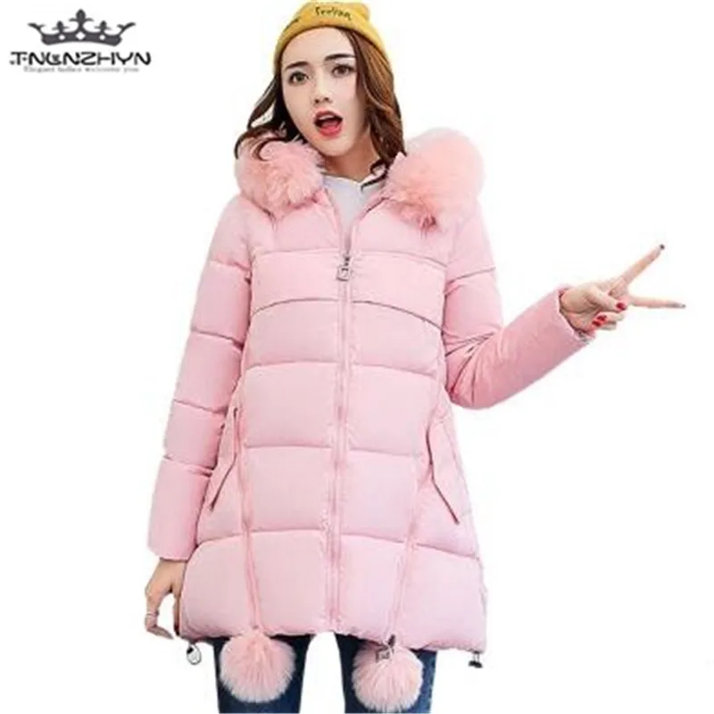 

tnlnzhyn 2019 New Winter Maternity Women Jackets Fashion Super Warm Fur Collar Hooded Down Cotton Jacket Warm Jacket Coat Y429