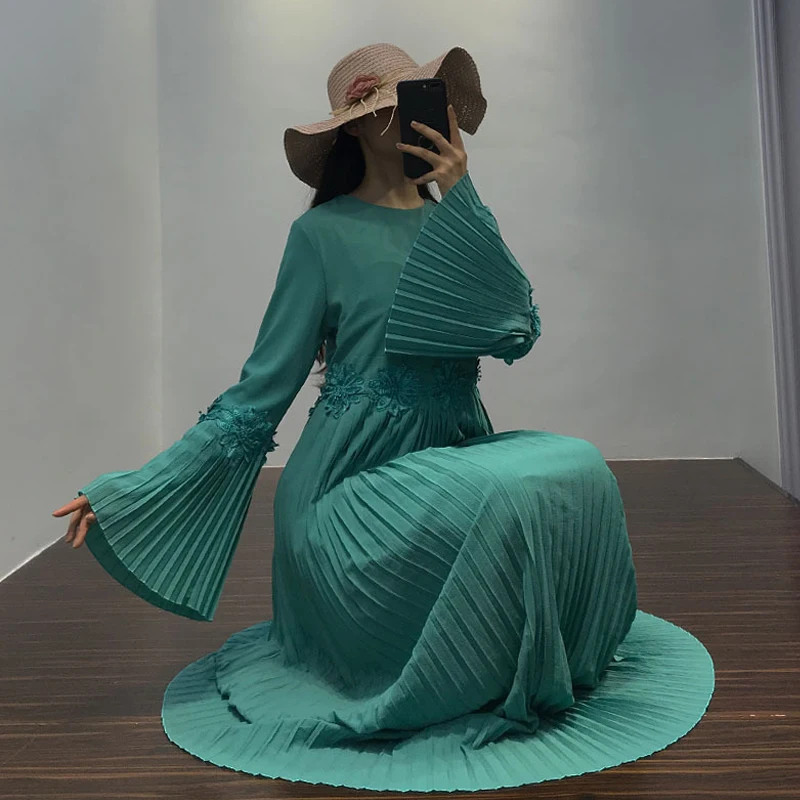 Vestidos Плиссированное мусульманское платье-Абая кафтан пакистанские арабские платья Хиджаб Восточный халат из марокена ислам платья Одеяние мусульмане Longue