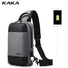 KAKA модная мужская зарядка через USB нагрудная сумка через плечо мужские новые сумки на плечо Водонепроницаемая короткая сумка для мобильного телефона