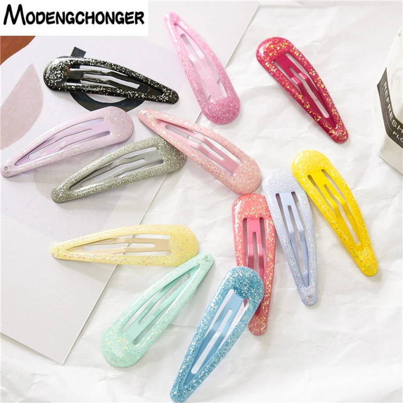 

12Pcs12 Mix Colors Bling Snap Hair Clips For Baby Girls Cute Pins BB Hairpins Candy Color Metal Barrettes Styling Accessories