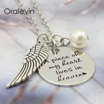 

A PIECE OF MY HEART LIVES IN HEAVEN Animal Memorial Hand Stamped Memorial Pendant Charms Necklace Gift Jewelry 10Pcs/Lot,#LN297