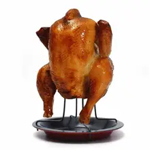 Outdoor charcoal roast chicken BBQ grill set folding portable fork chicken rack tool non stick chicken dish thickening