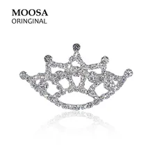 MOOSA Original Crystal Crown Broch Fashion Rhinestone Jewelry Women Wedding Hijab Pins and Brooches Handmade