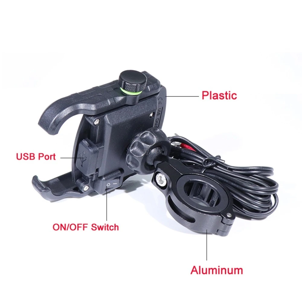  Motorrad 360 Grad Motorrad Lenker Spiegel Handy Halterung mit QC 30 USB Ladegerät für iPhone Samsun