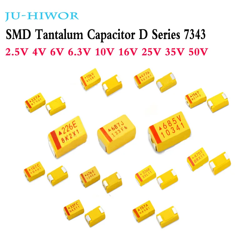 SMD Tantalum Capacitor D Series 7343 2.5V330uF 4V470uF (6V 680uF) 6.3V 10V(100uF 220uF 330uF) 16V 25V 35V 50V(4.7uF 10uF)