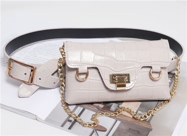nude Крокодиловая искусственная кожа fannypack женская сумка для живота поясная сумка дамская поясная сумка на пояс FP20 - Цвет: nude