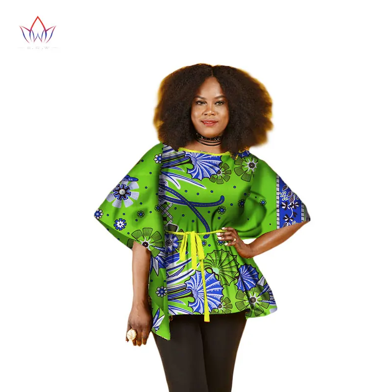 Африканские блузки с круглым вырезом Bazin Riche женская s 6xl африканская одежда дашикис африканские Топы для женщин с коротким рукавом женский топ WY1844