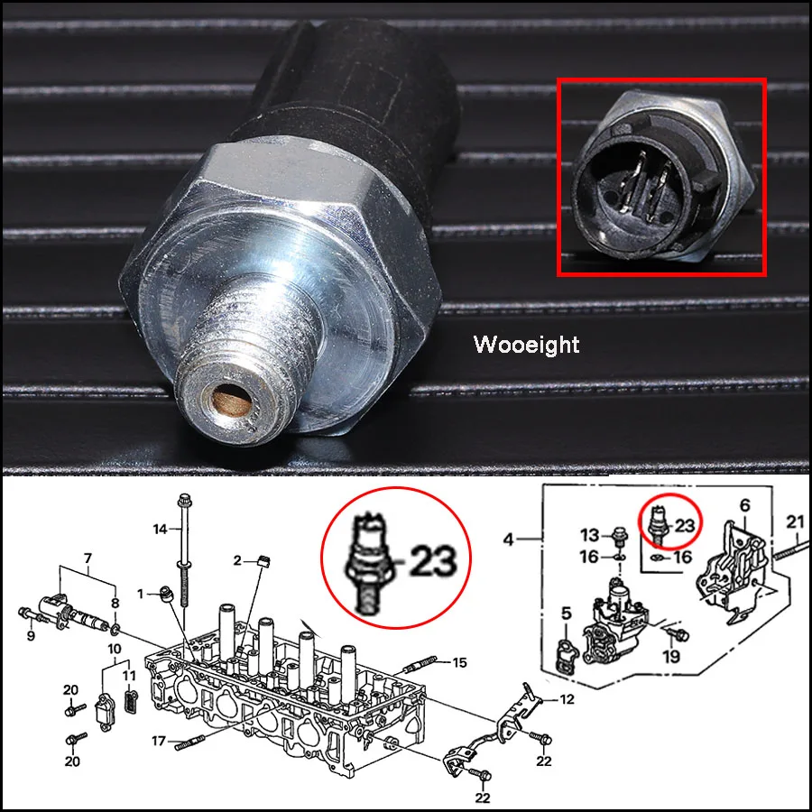 Wooeight Car Valve Switch Timing Oil Pressure Sensor 37250-PNE-G01 37250PNEG01 For Honda Accord Civic Element Acura RDX RSX (3)