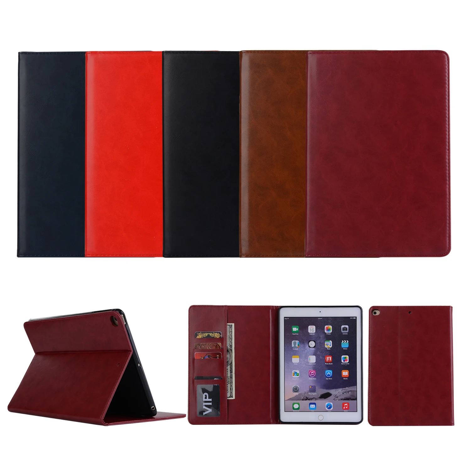 

Luxury Retro Korean Pattern Leather Case for Apple iPad Air2 9.7" Foldable Card Business Stand Smart Cover for iPad6 iPad Air2